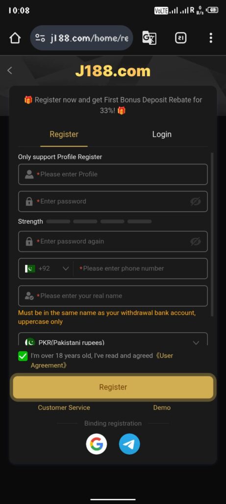 How to Register on J188 Game?